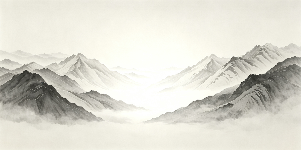 中式高级灰水墨山脉山峰远山背景