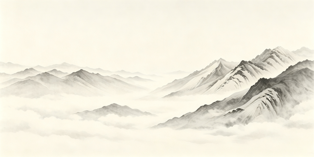 中式高级灰水墨山脉山峰远山背景