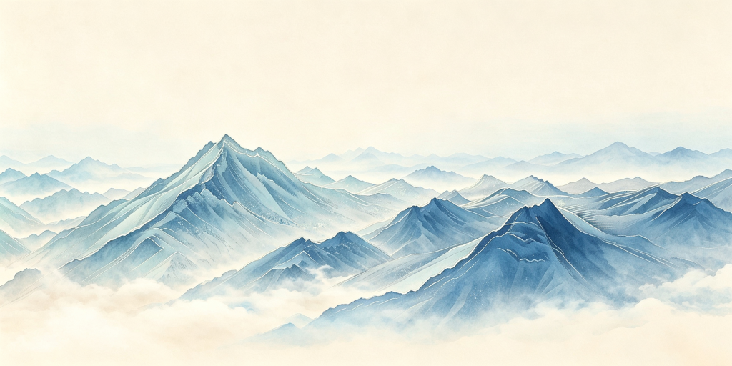 中式蓝色山脉山峰远山背景