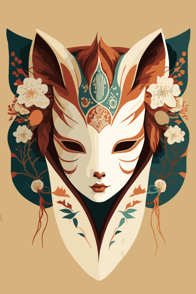 日式狐狸手绘插画