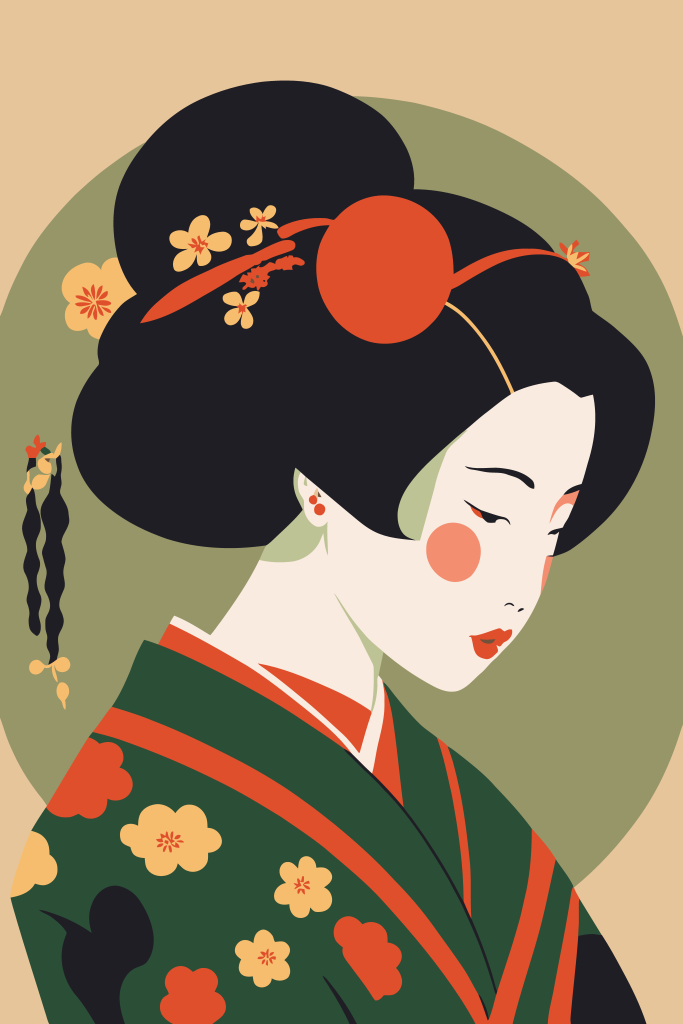矢量日式美女插画
