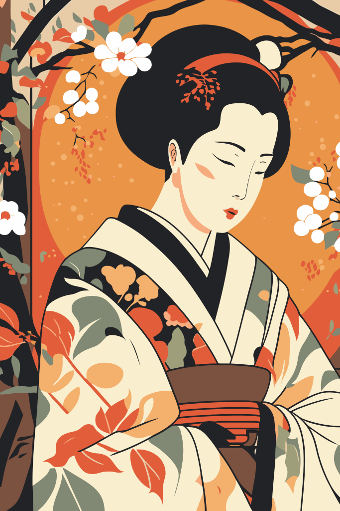 矢量日式美女插画