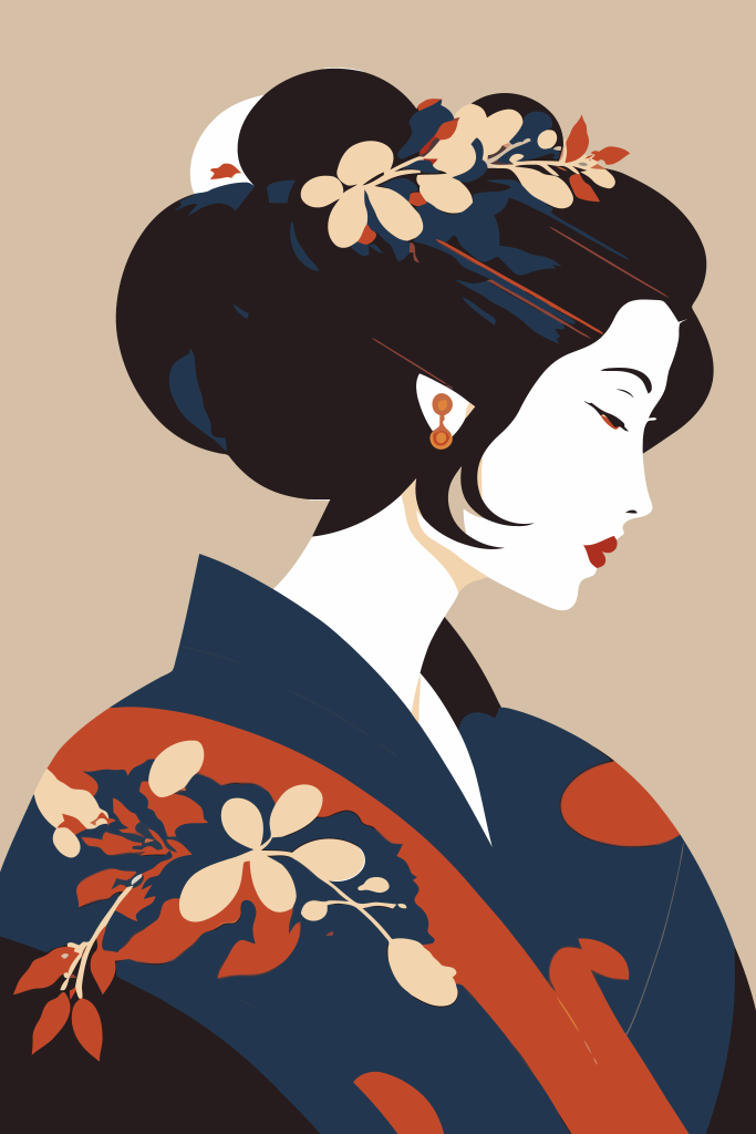矢量日式美女插画
