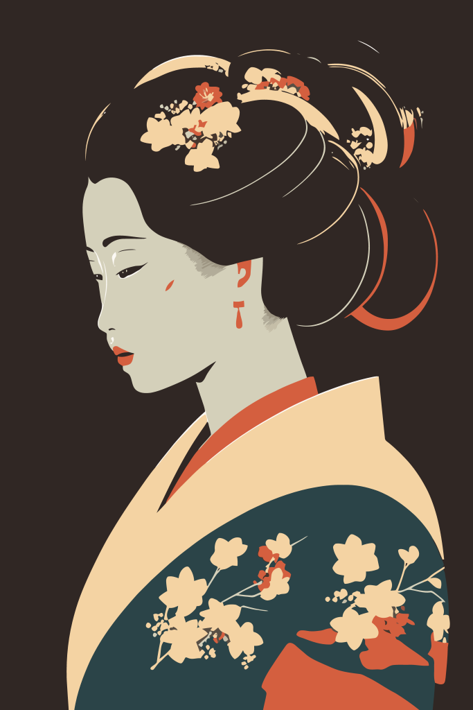 矢量日式美女插画
