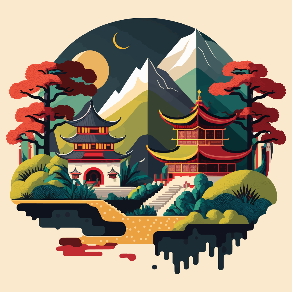 日式风景画插画
