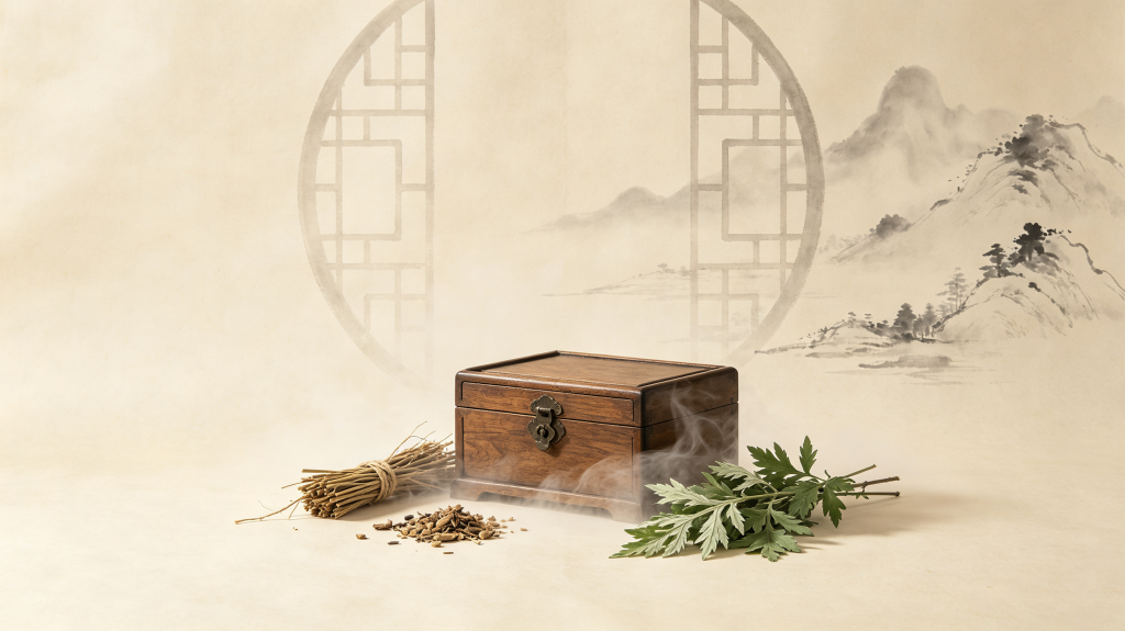 清新典雅中式水墨山水中医文化背景素材
