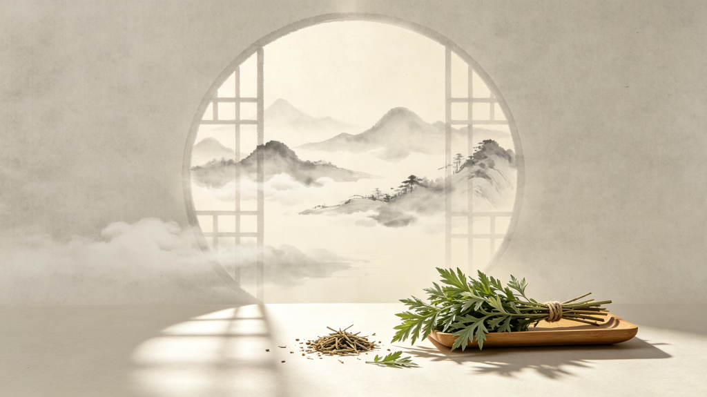 清新典雅中式水墨山水中医文化背景素材