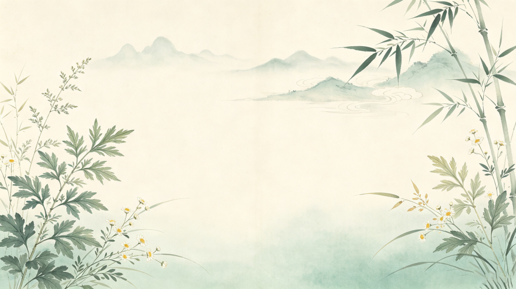 清新典雅中式水墨山水中医文化背景素材