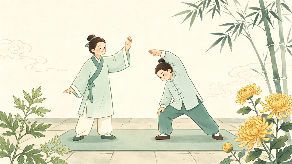 中医养生文化古风健身人物中国风插画