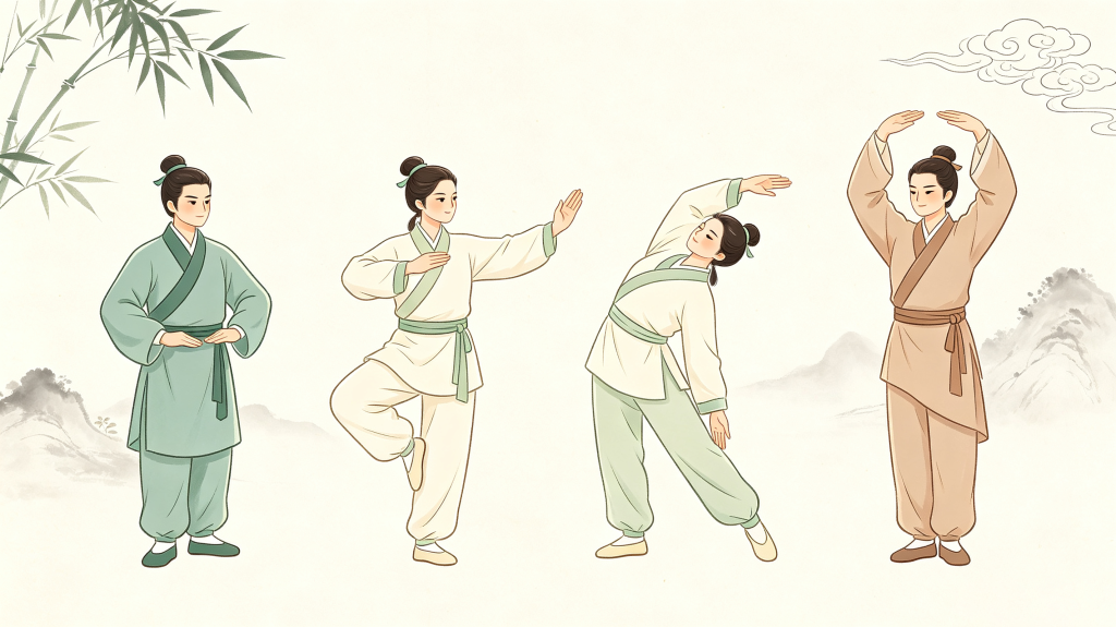 中医养生文化古风健身人物中国风插画