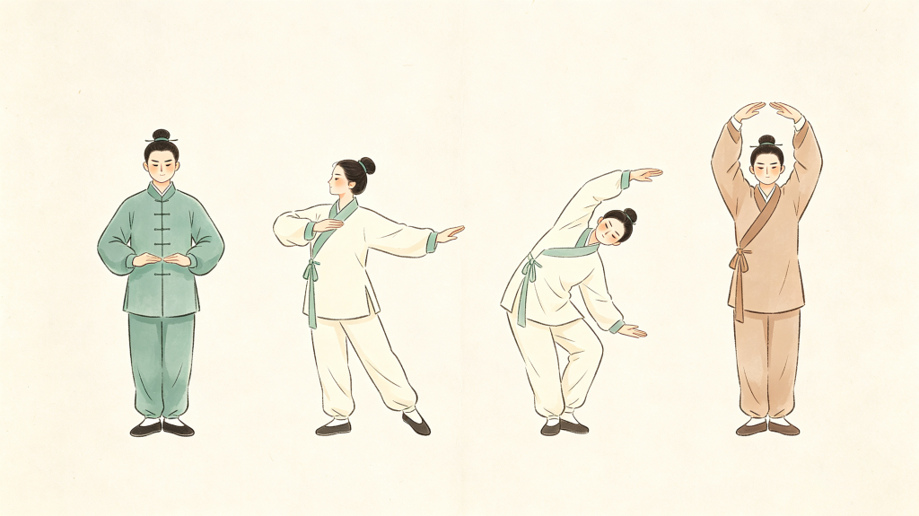 中医养生文化古风健身人物中国风插画