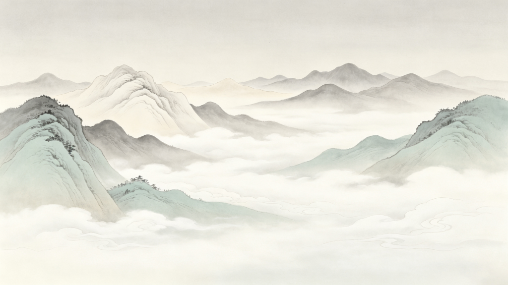 中国风中式灰色山脉水墨云山远山背景