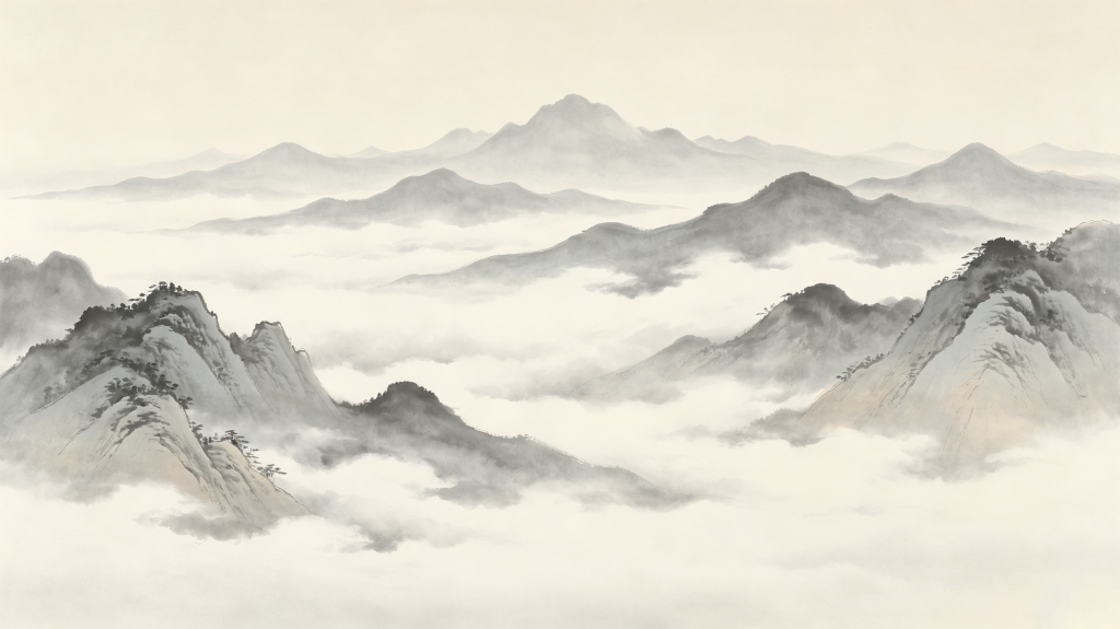 中国风中式灰色山脉水墨云山远山背景