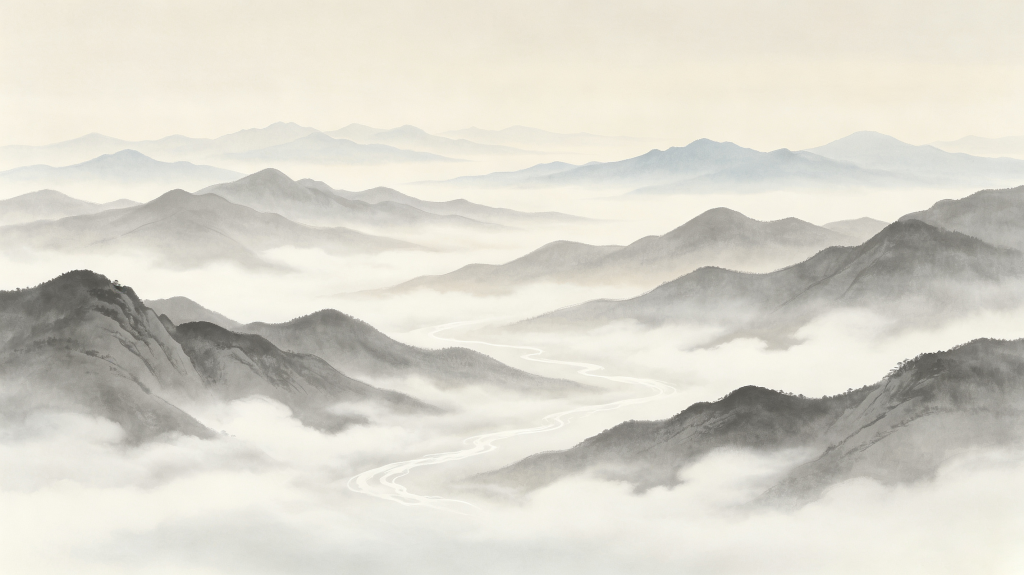 中国风中式灰色山脉水墨云山远山背景