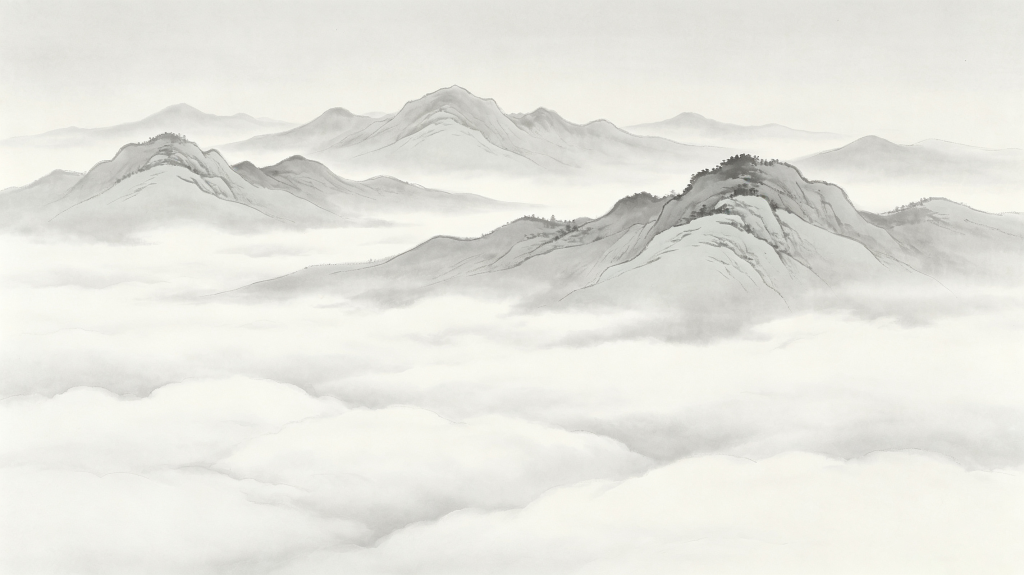 中国风中式灰色山脉水墨云山远山背景