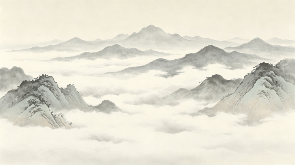 中国风中式灰色山脉水墨云山远山背景