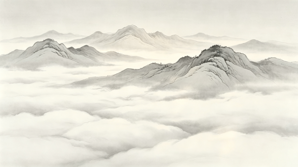 中国风中式灰色山脉水墨云山远山背景