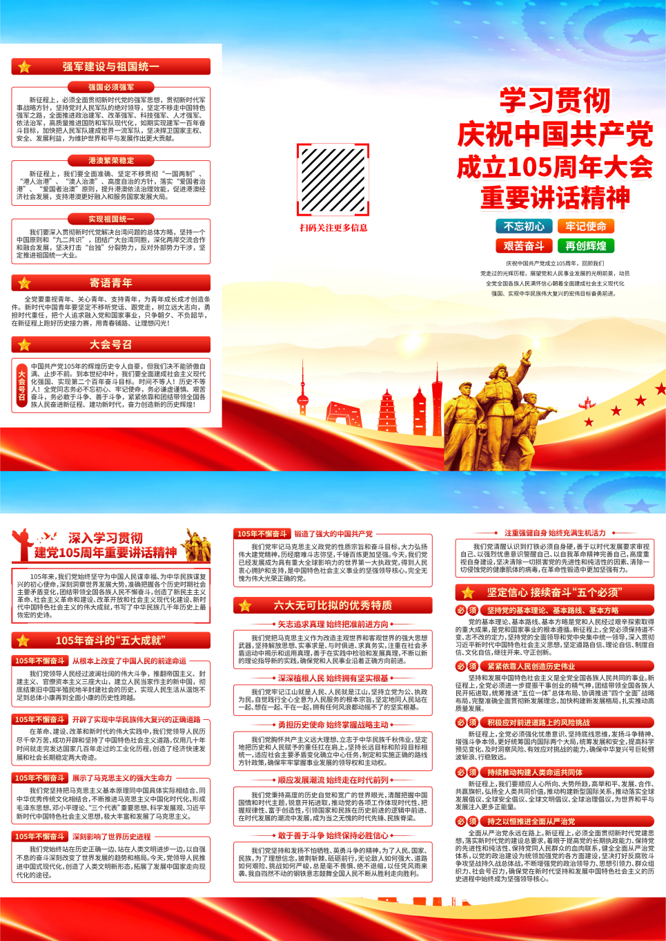 建党105周年大会重要讲话精神建党节折页