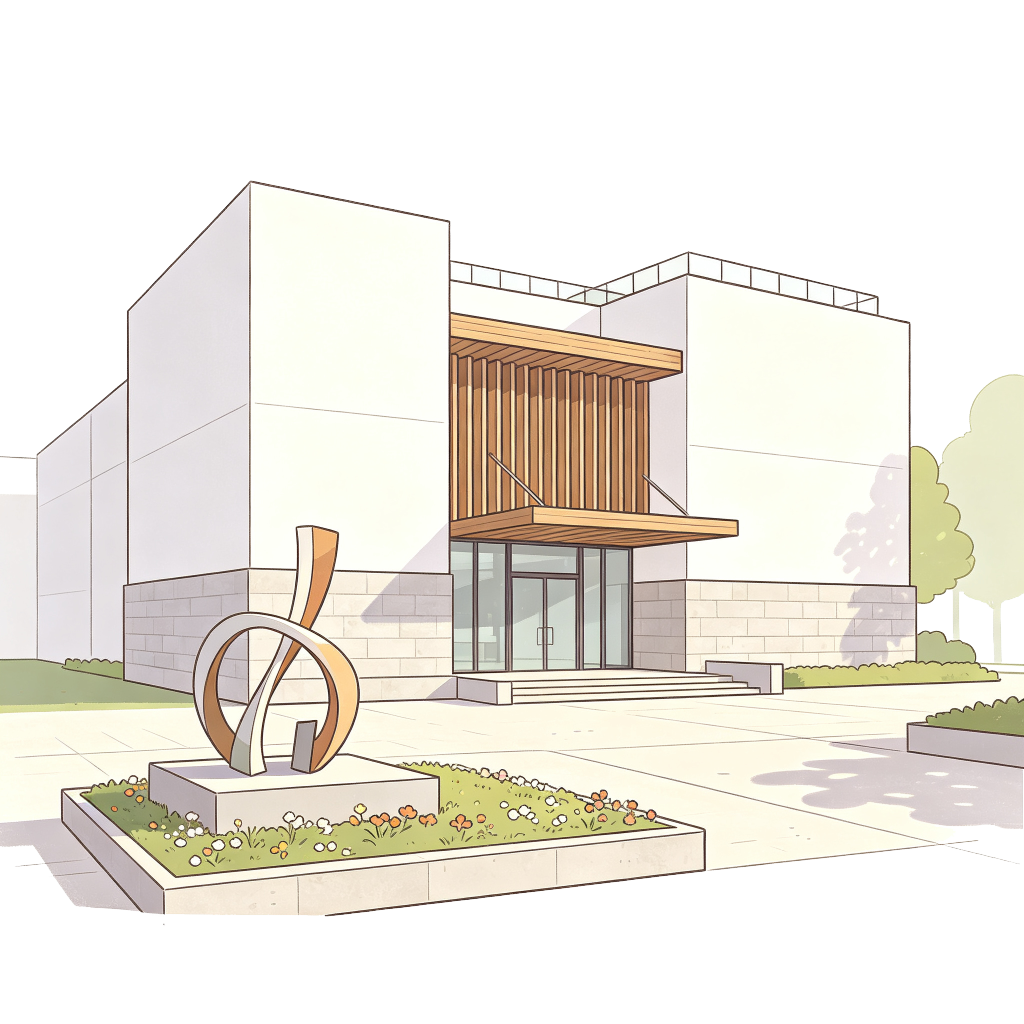 现代风格建筑外观插画