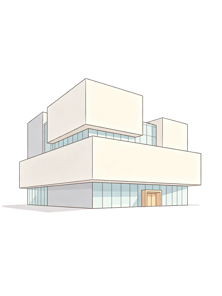 现代风格建筑外观插画