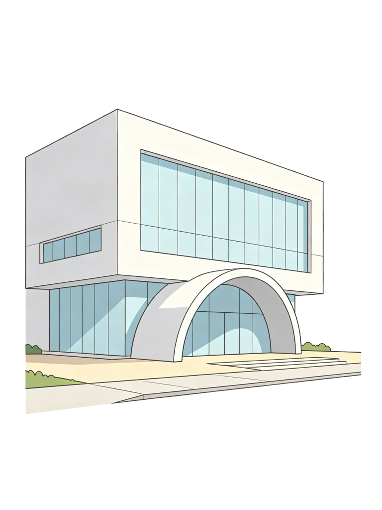 现代风格建筑外观插画