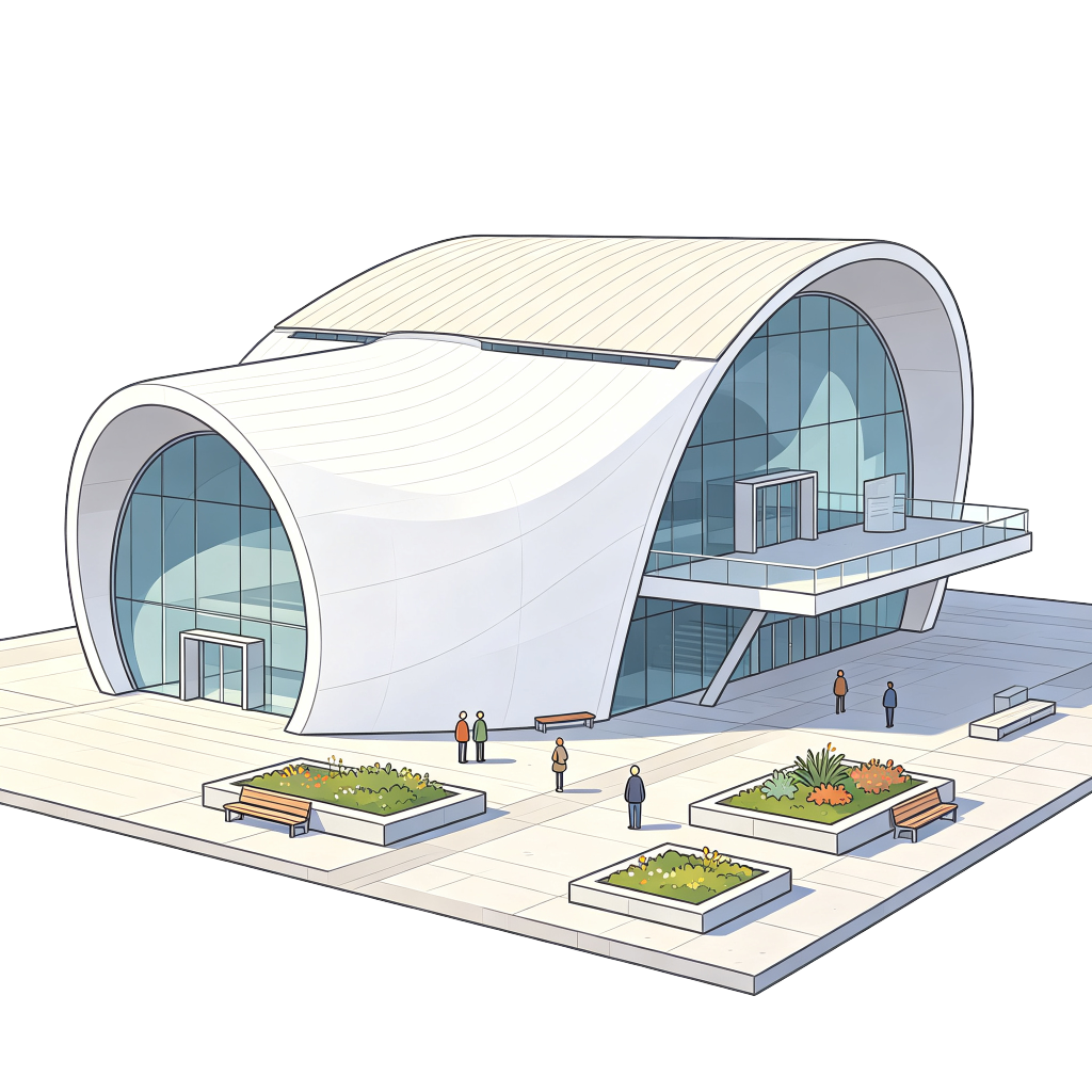现代建筑外观插画