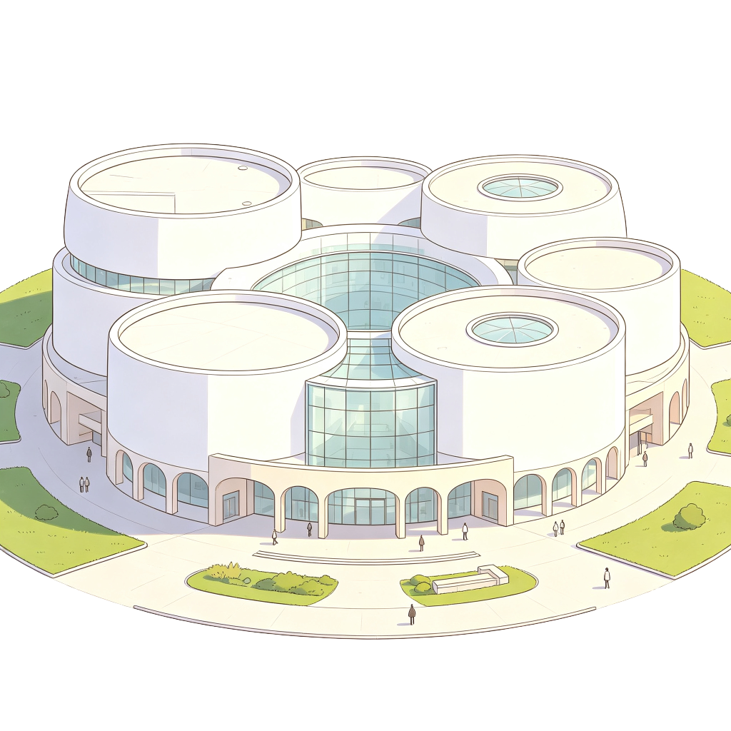 现代风格建筑外观插画