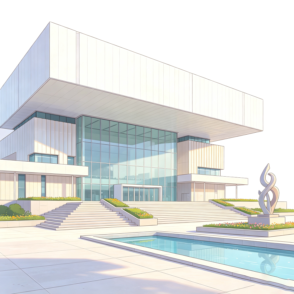 现代风格建筑外观插画