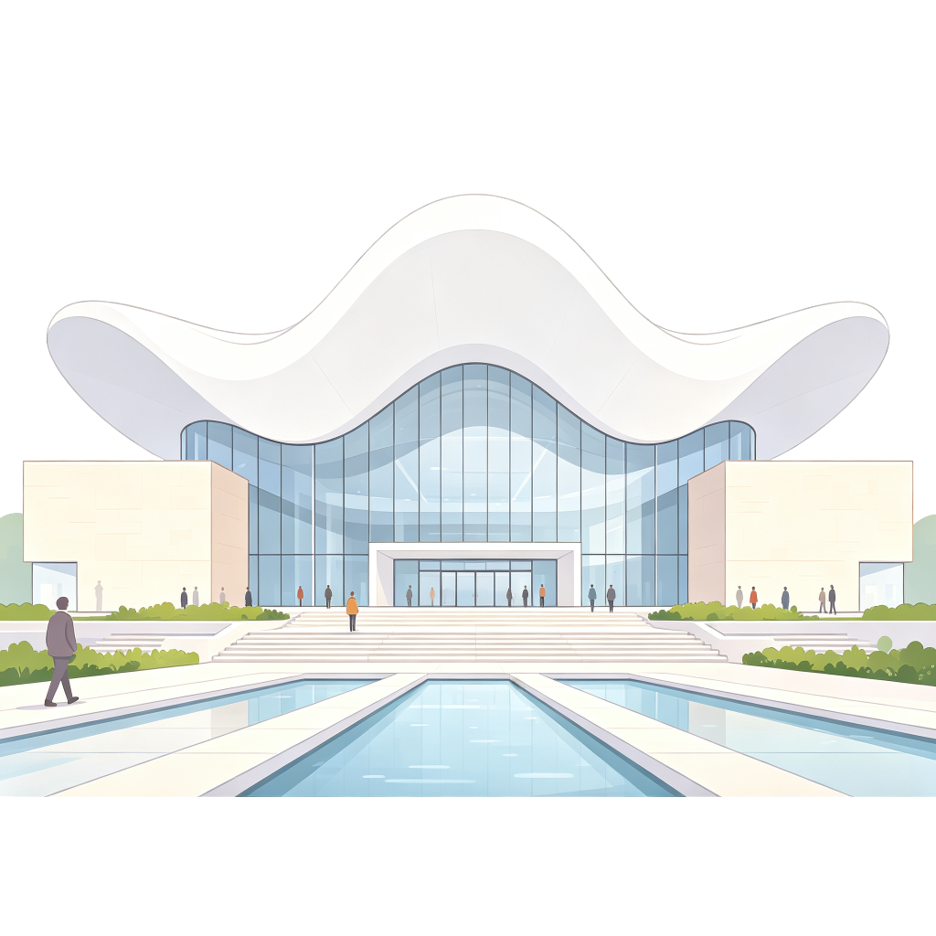 现代风格建筑外观插画