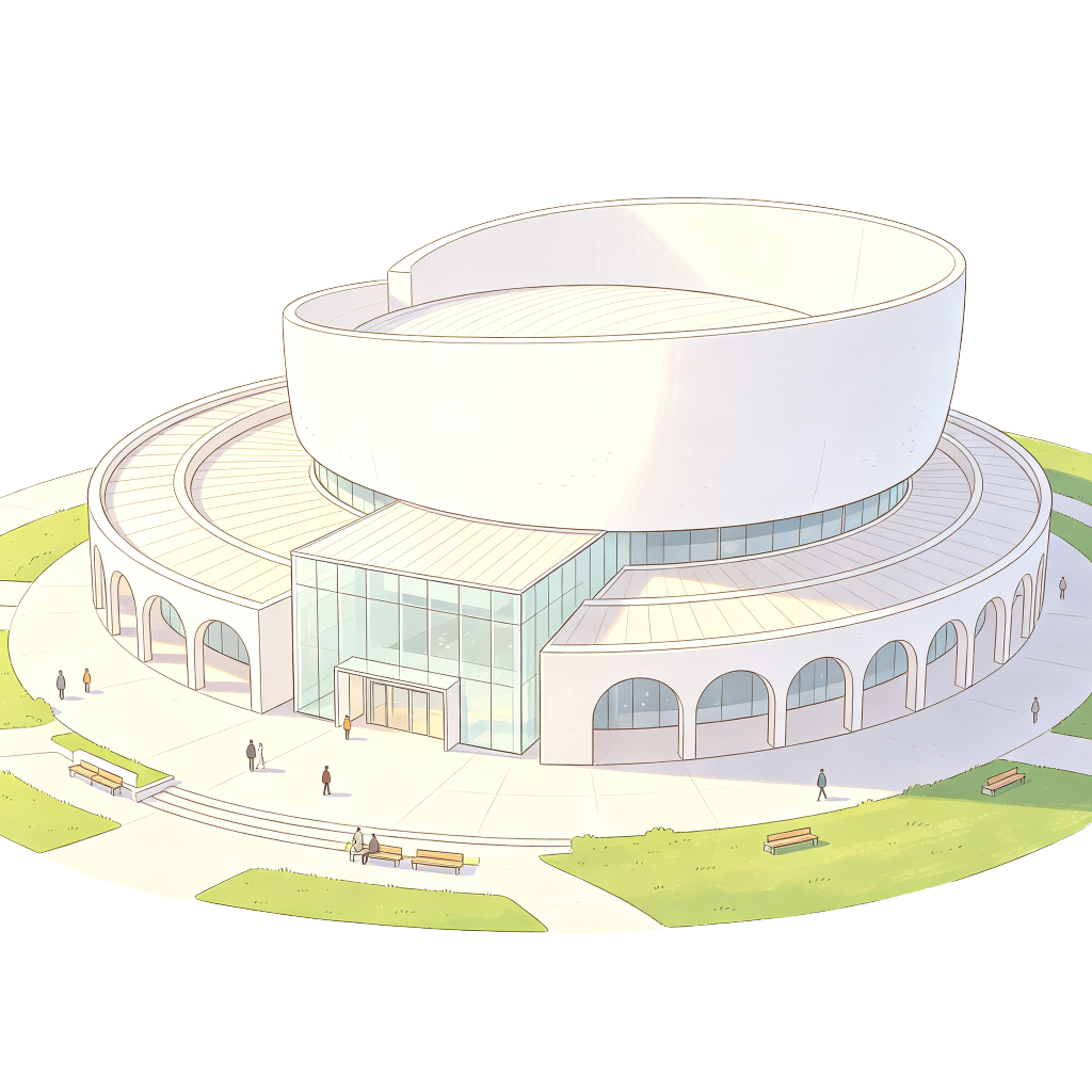 现代风格建筑外观插画