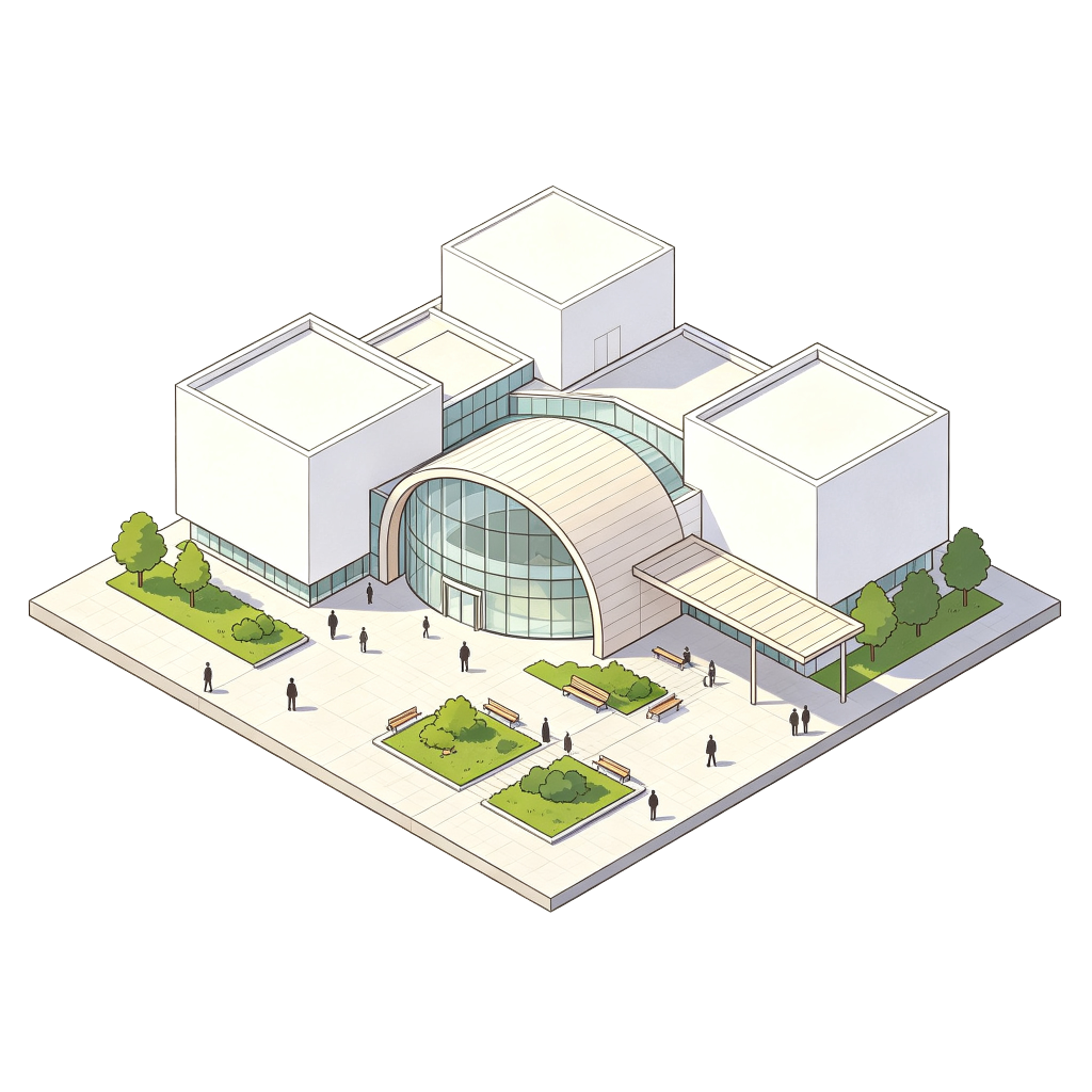 现代风格建筑外观插画