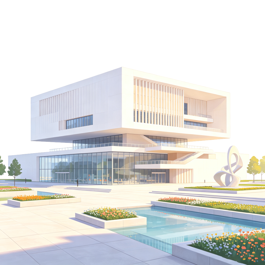 现代风格建筑外观插画