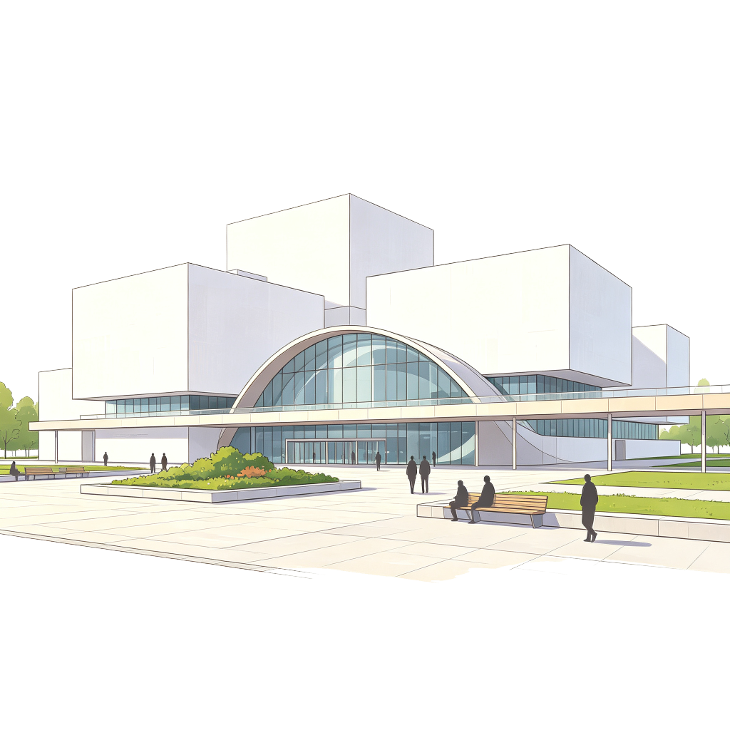 现代风格建筑外观插画