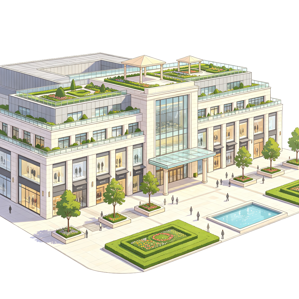 现代风格建筑外观插画