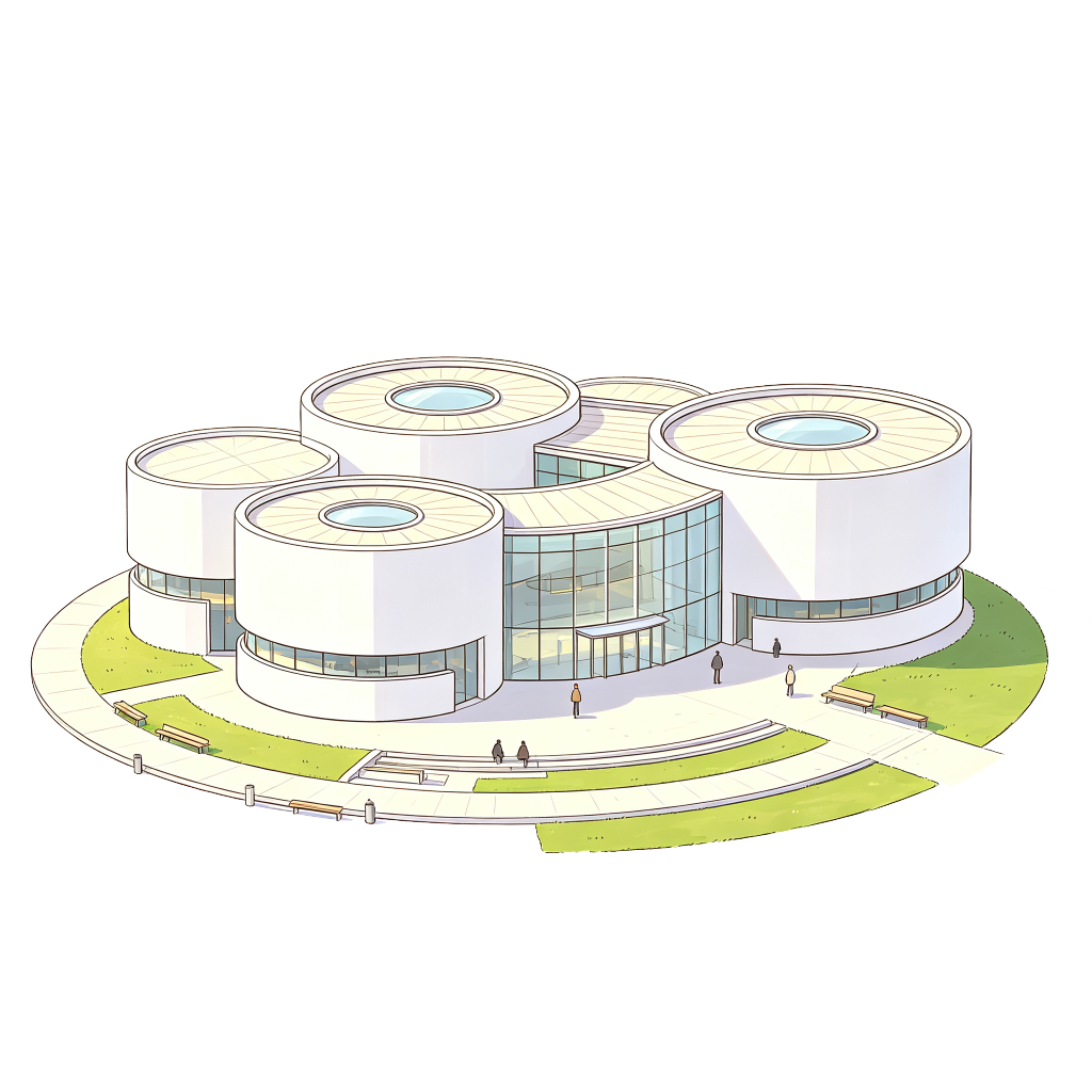 现代风格建筑外观插画