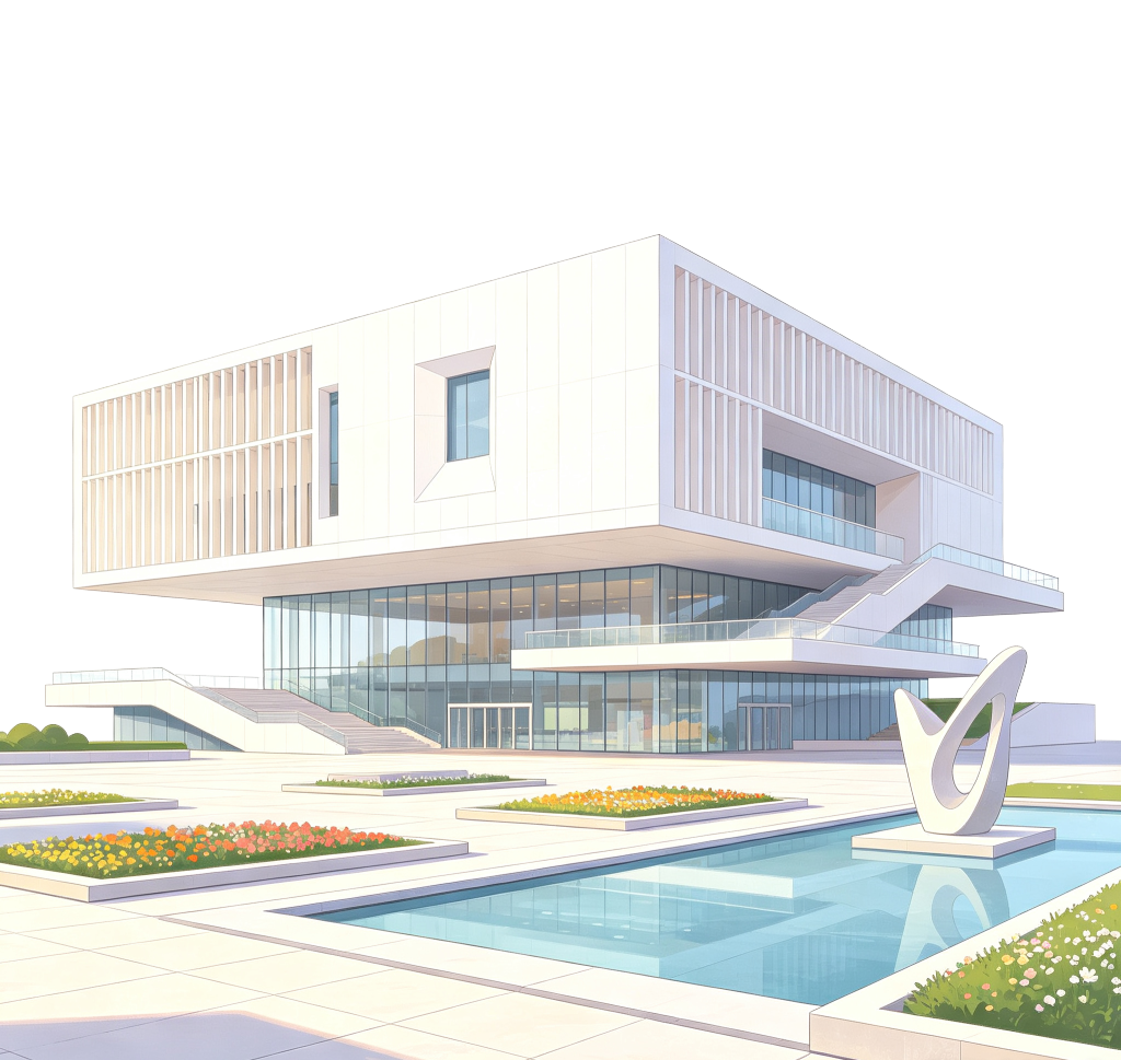现代风格建筑外观插画