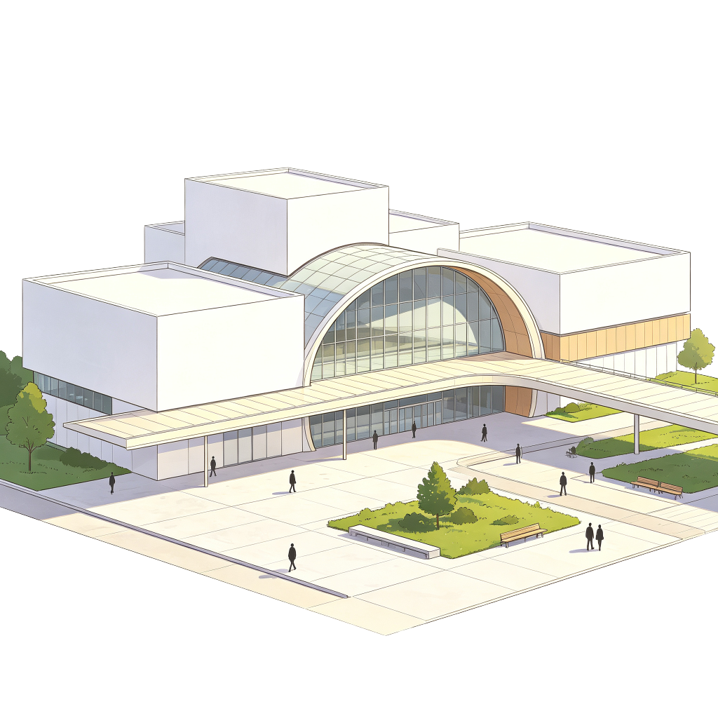 现代风格建筑外观插画