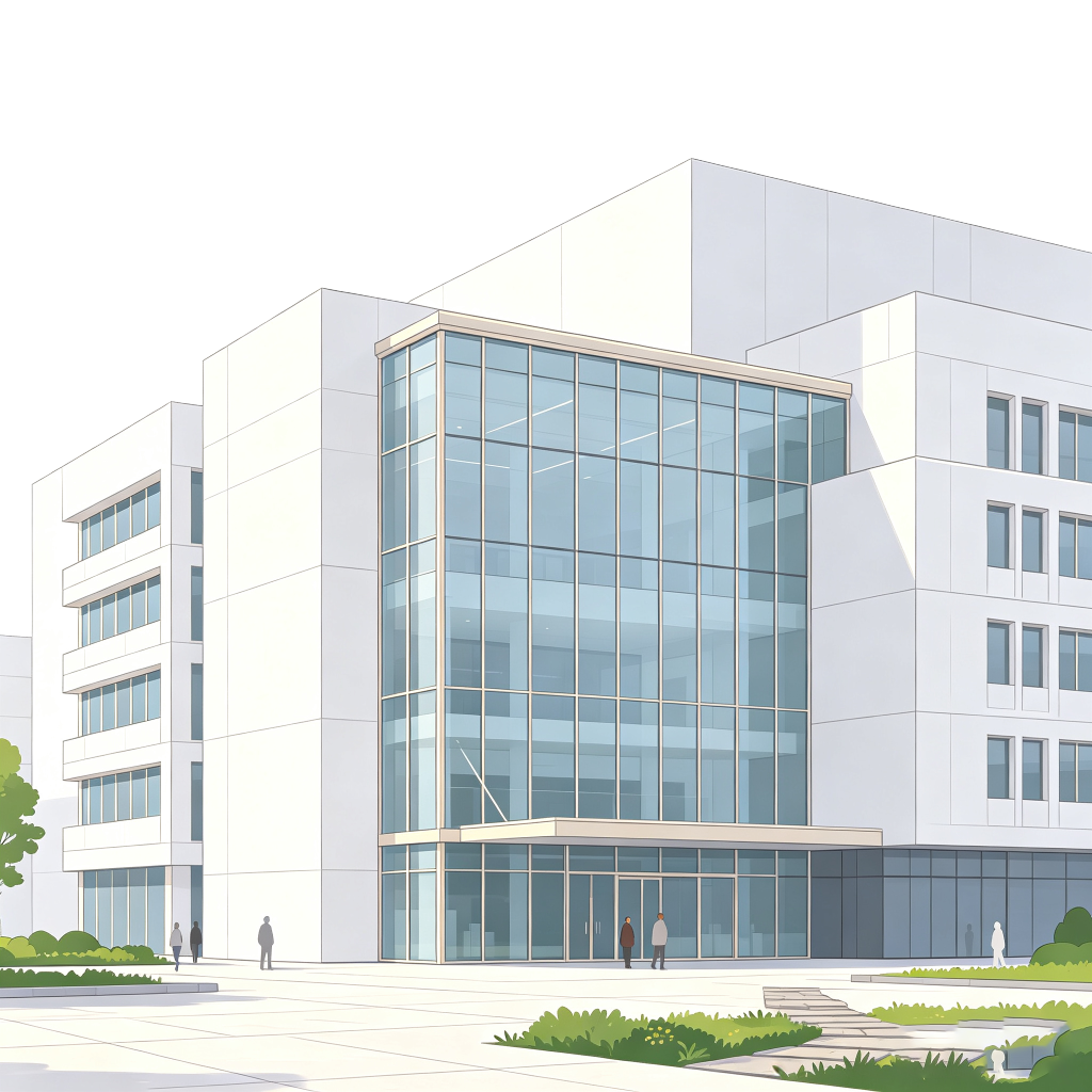 现代风格建筑外观插画