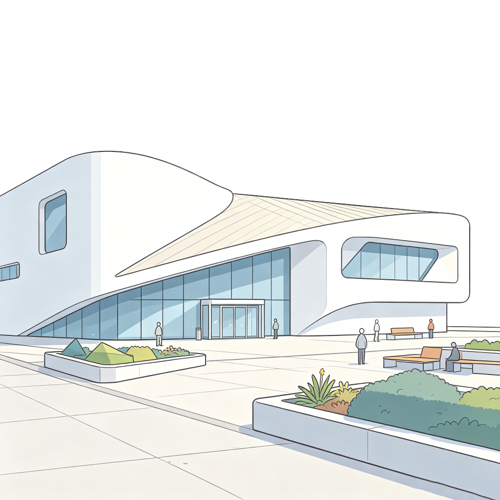 现代建筑外观插画