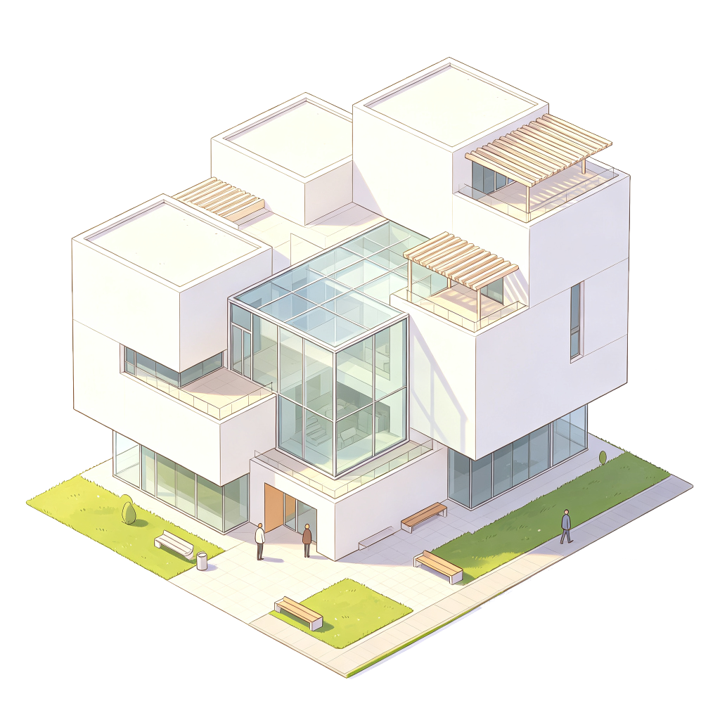 现代建筑外观插画