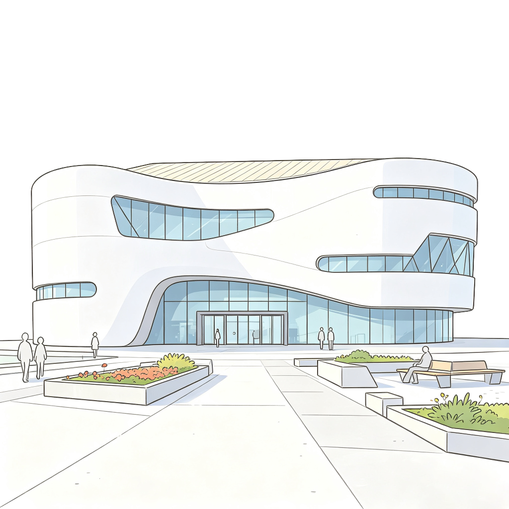 现代建筑外观插画