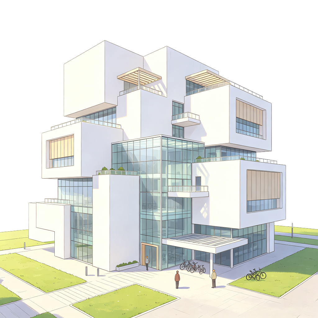 现代建筑外观插画