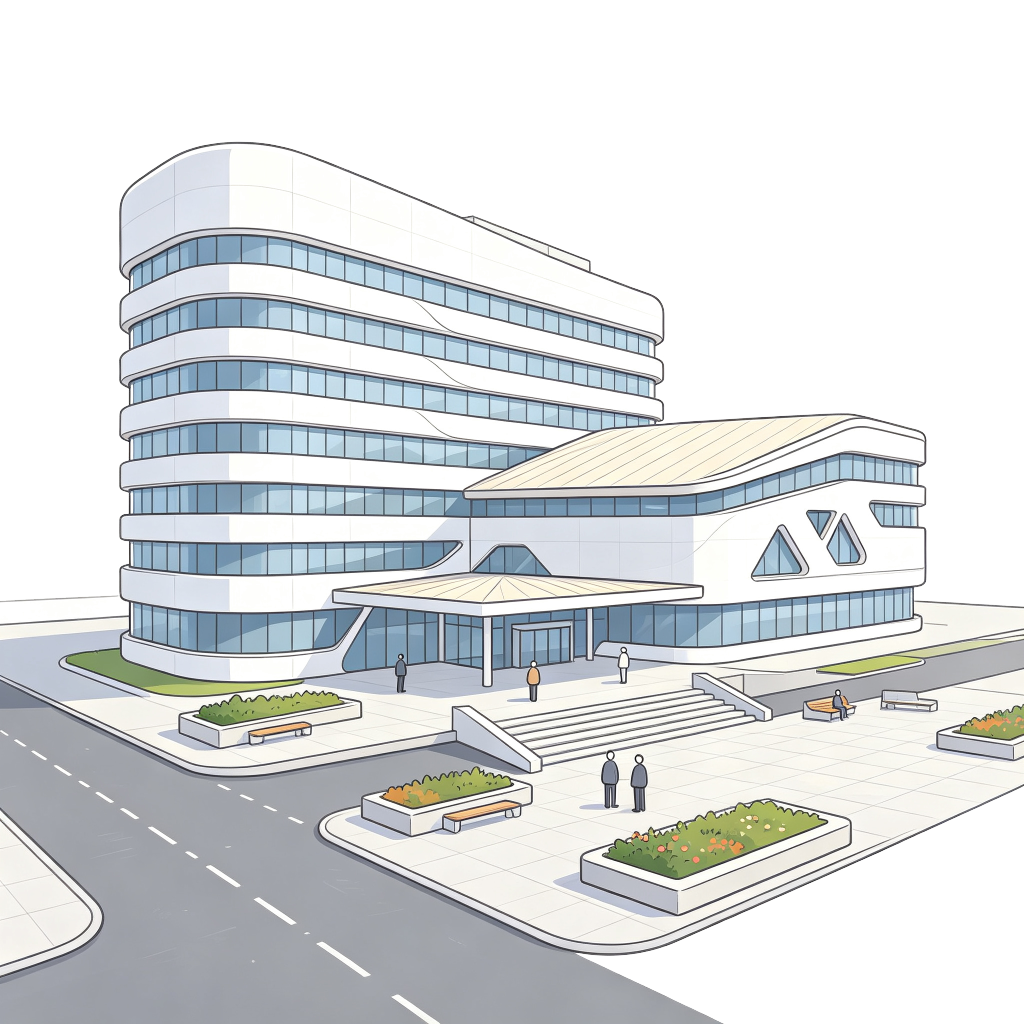 现代建筑外观插画