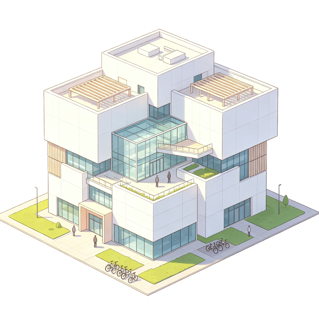 现代建筑外观插画