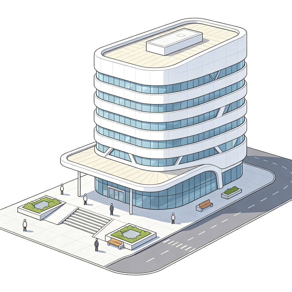 现代风格建筑外观插画