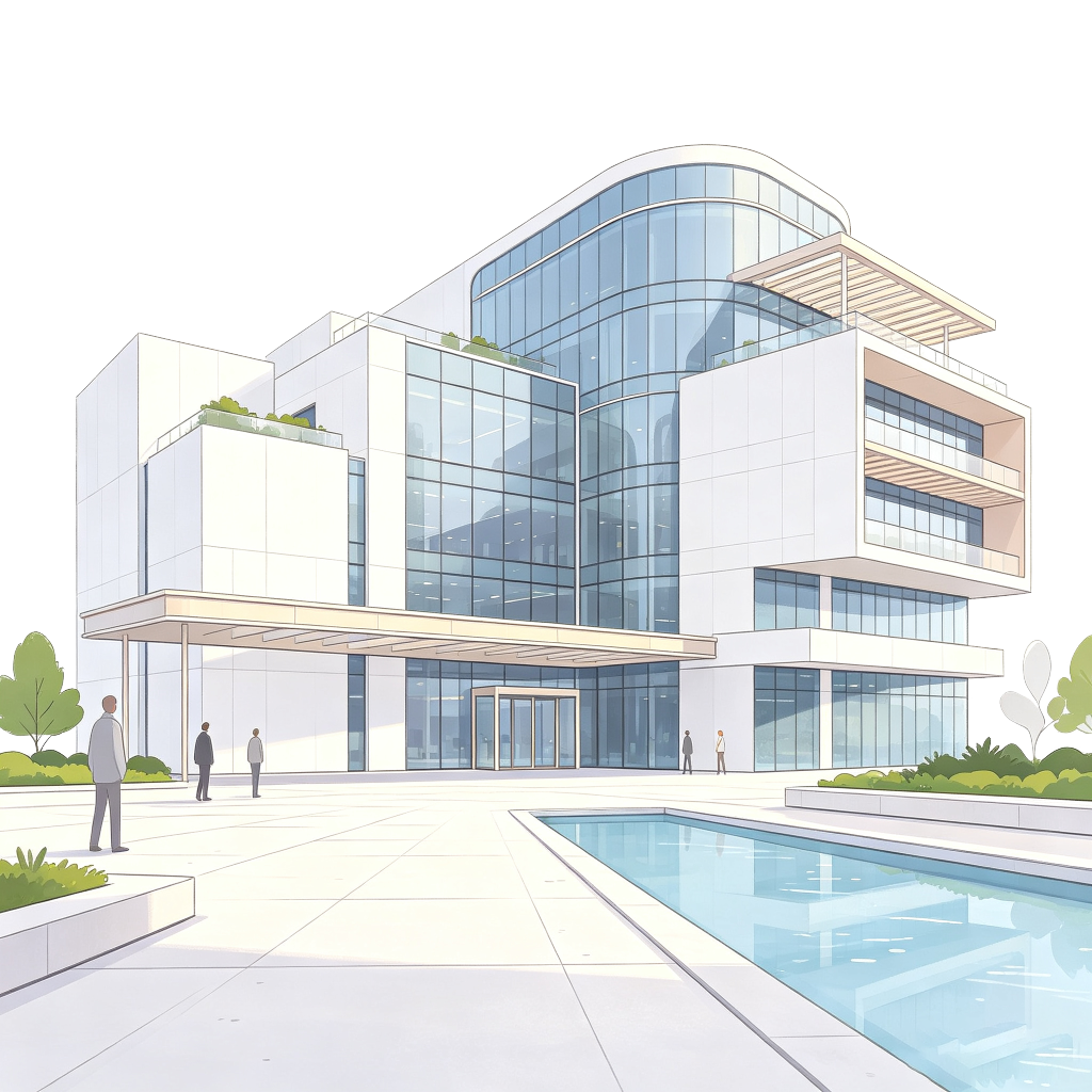 现代风格建筑外观插画