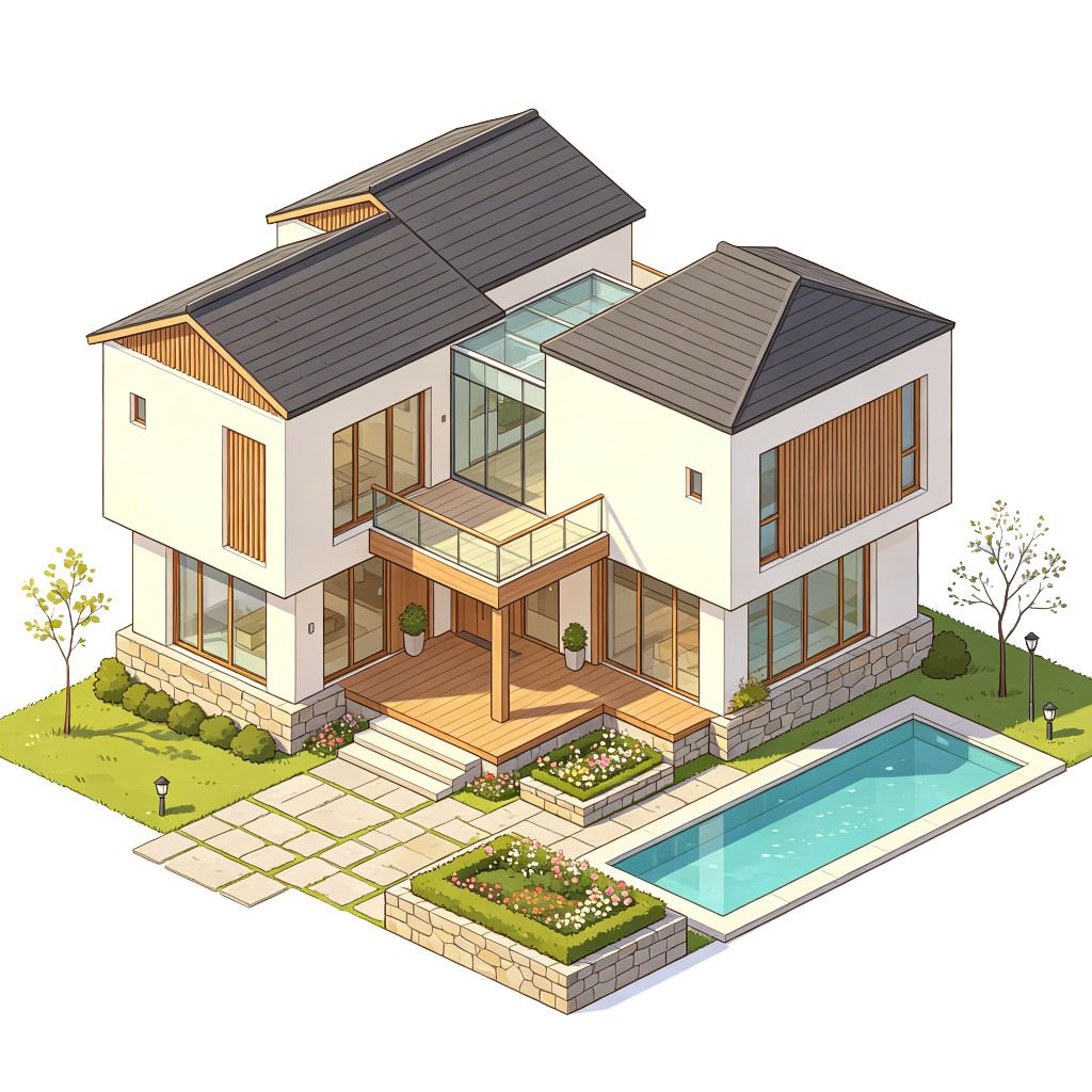 现代建筑外观插画
