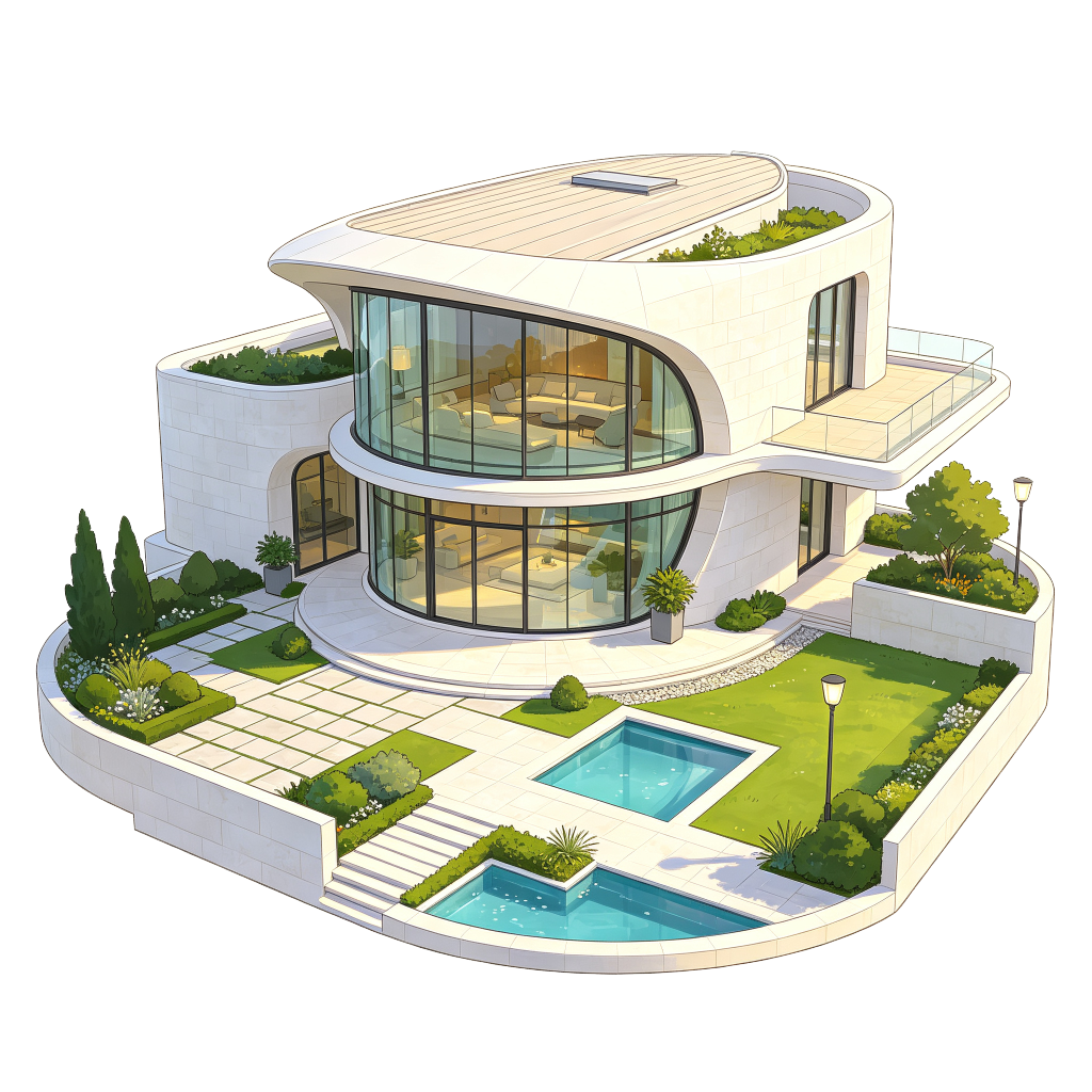 现代建筑外观插画