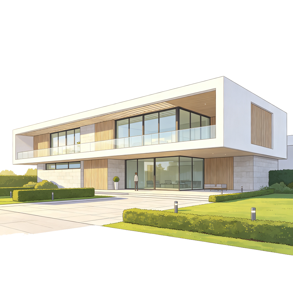 现代建筑外观插画