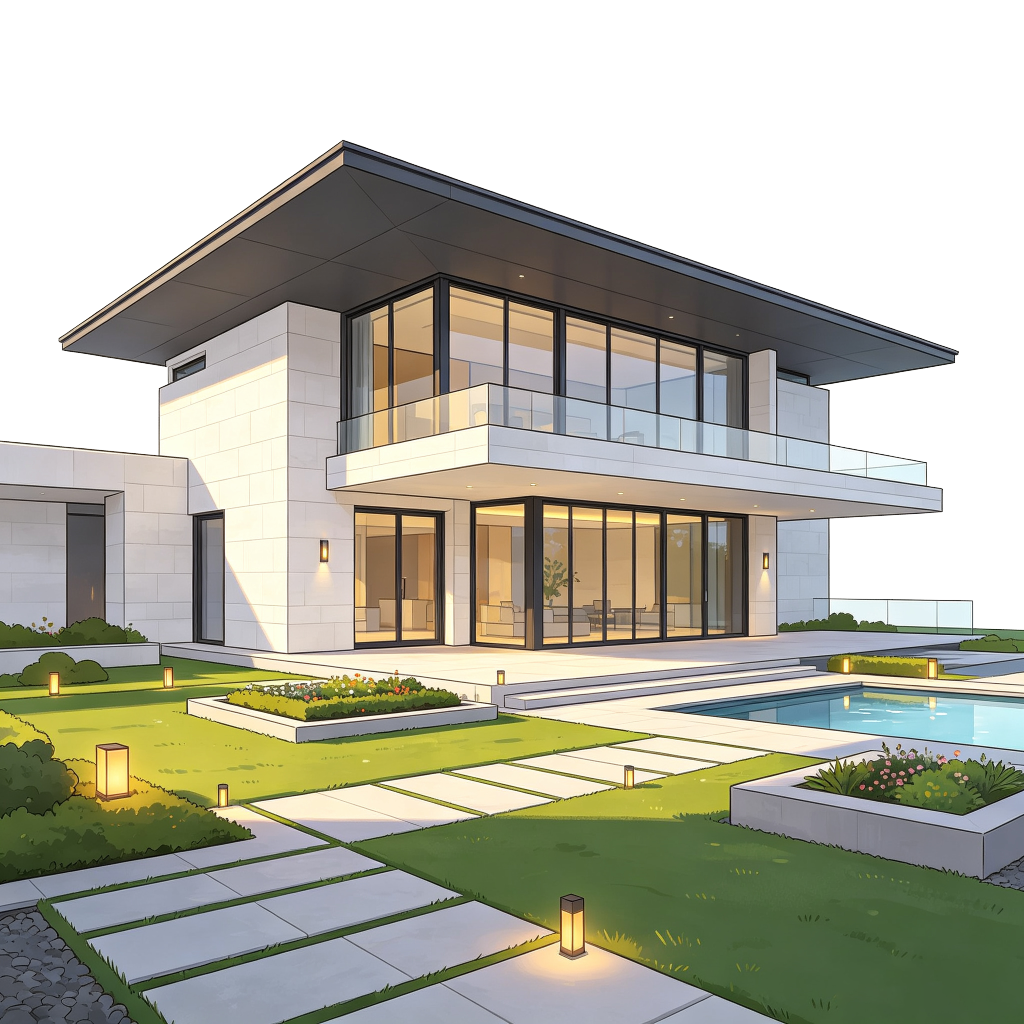 现代建筑外观插画